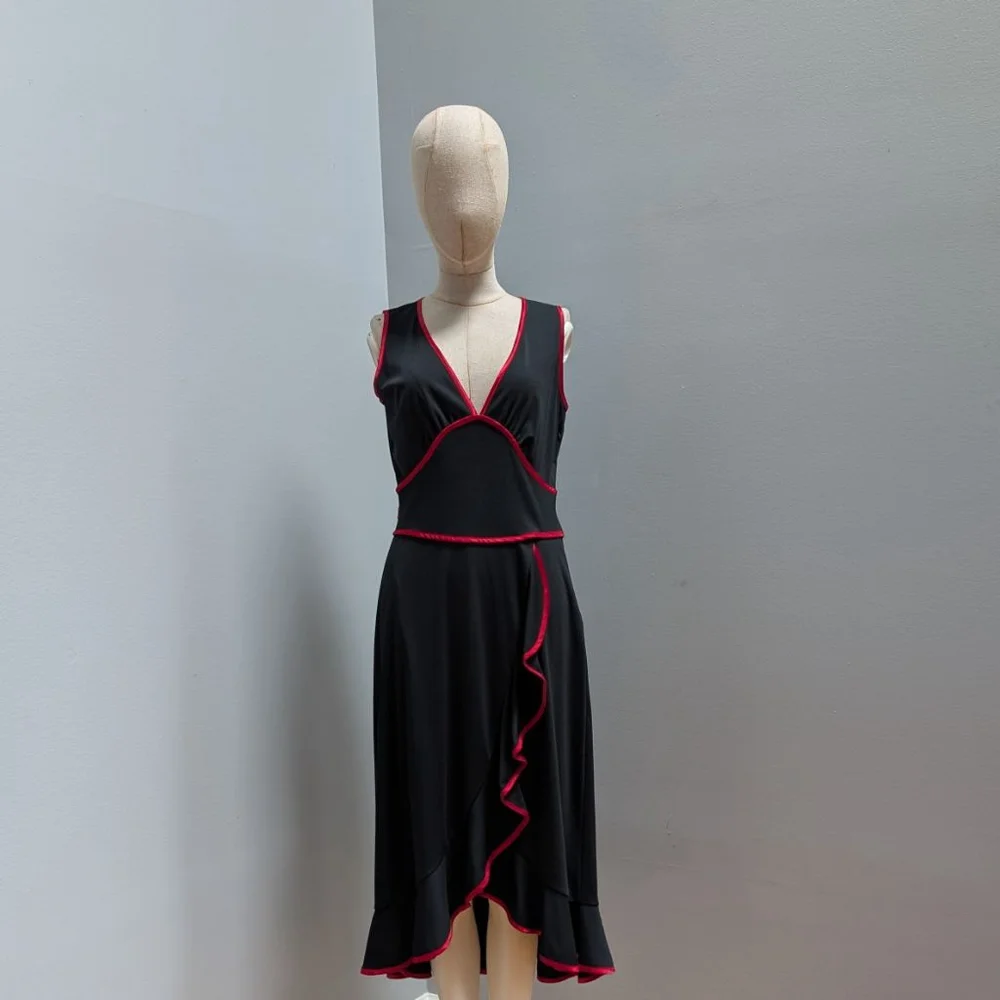 ABS by Allen Schwartz Vintage Y2K 90s Black & Red Dress - Medium - Picture 3 of 9